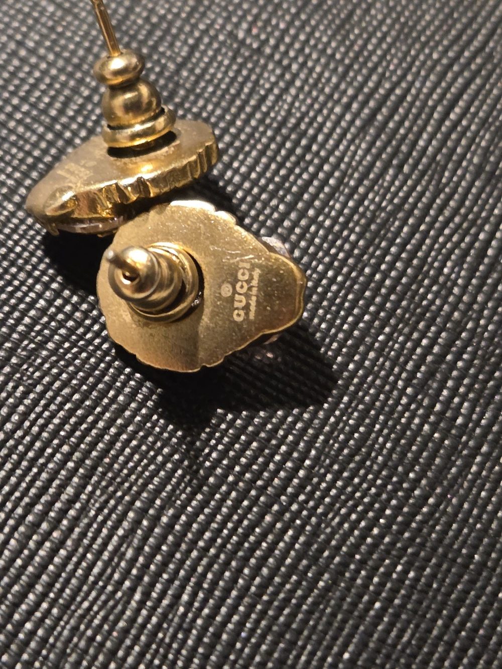 Gucci Gold-Tone Logo Earring With An Open Mouth Semi Precious Pink Stone Crystal - Picture 8 of 16